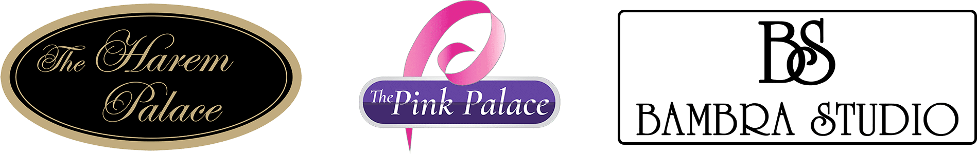 Harem, Pink Palace & Bambra Studio logos